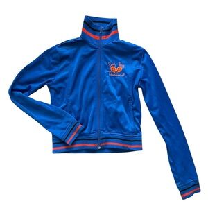 Blue Track Ping Pong Jacket with Orange and Black Strips